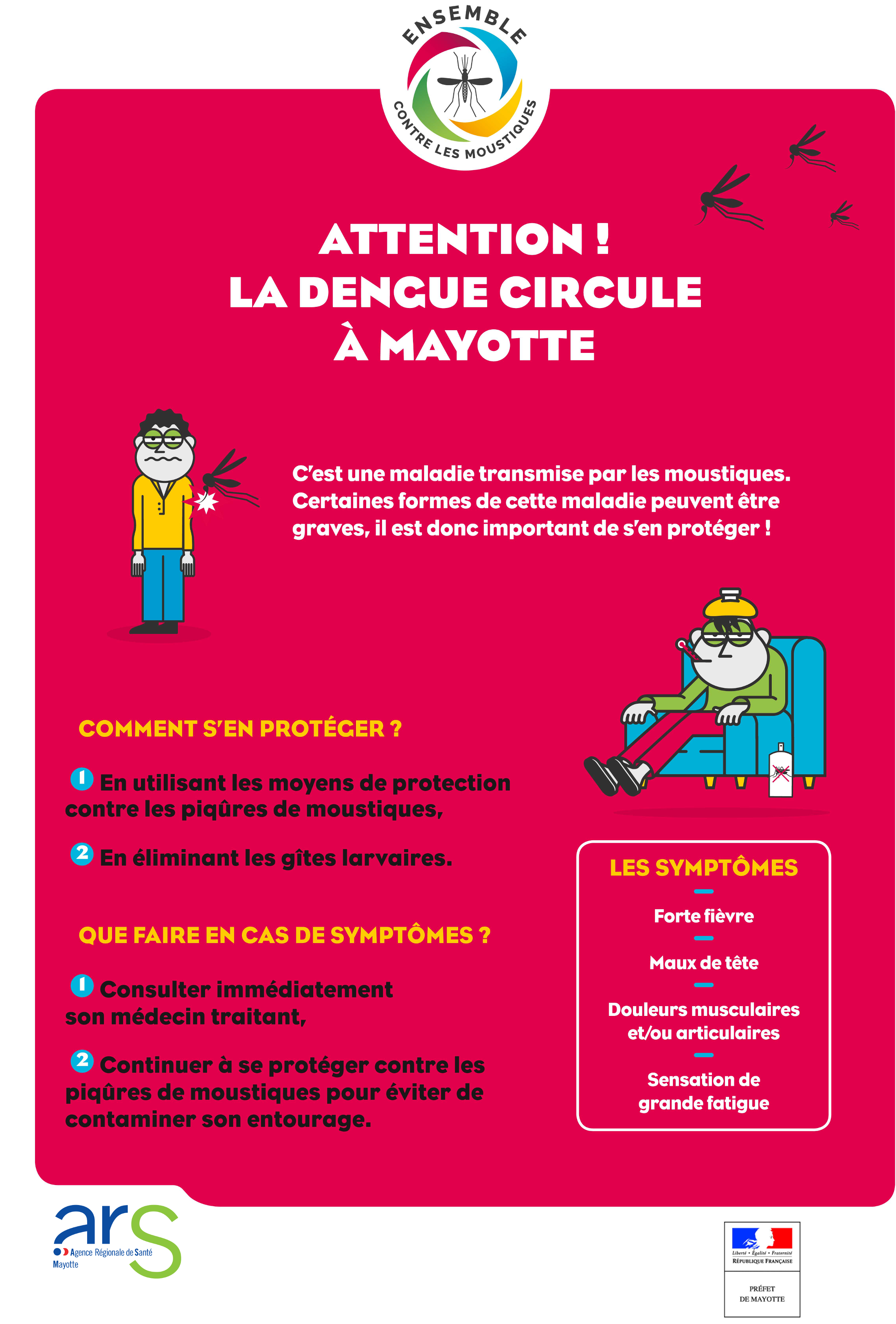 Affiche "La dengue circule à Mayotte"